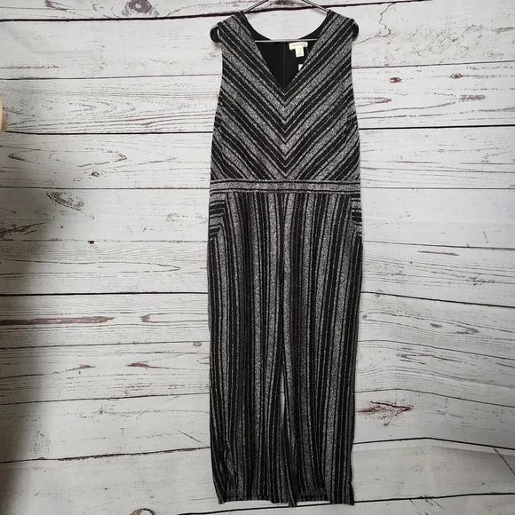 Monteau Metallic Striped Jumpsuit ‎ 2X NWT Plus Size - Picture 3 of 4